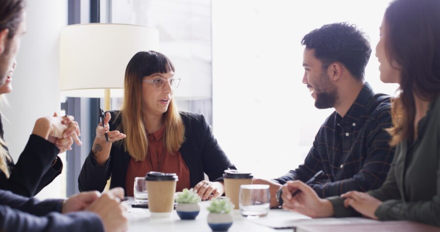 People together at a business meeting